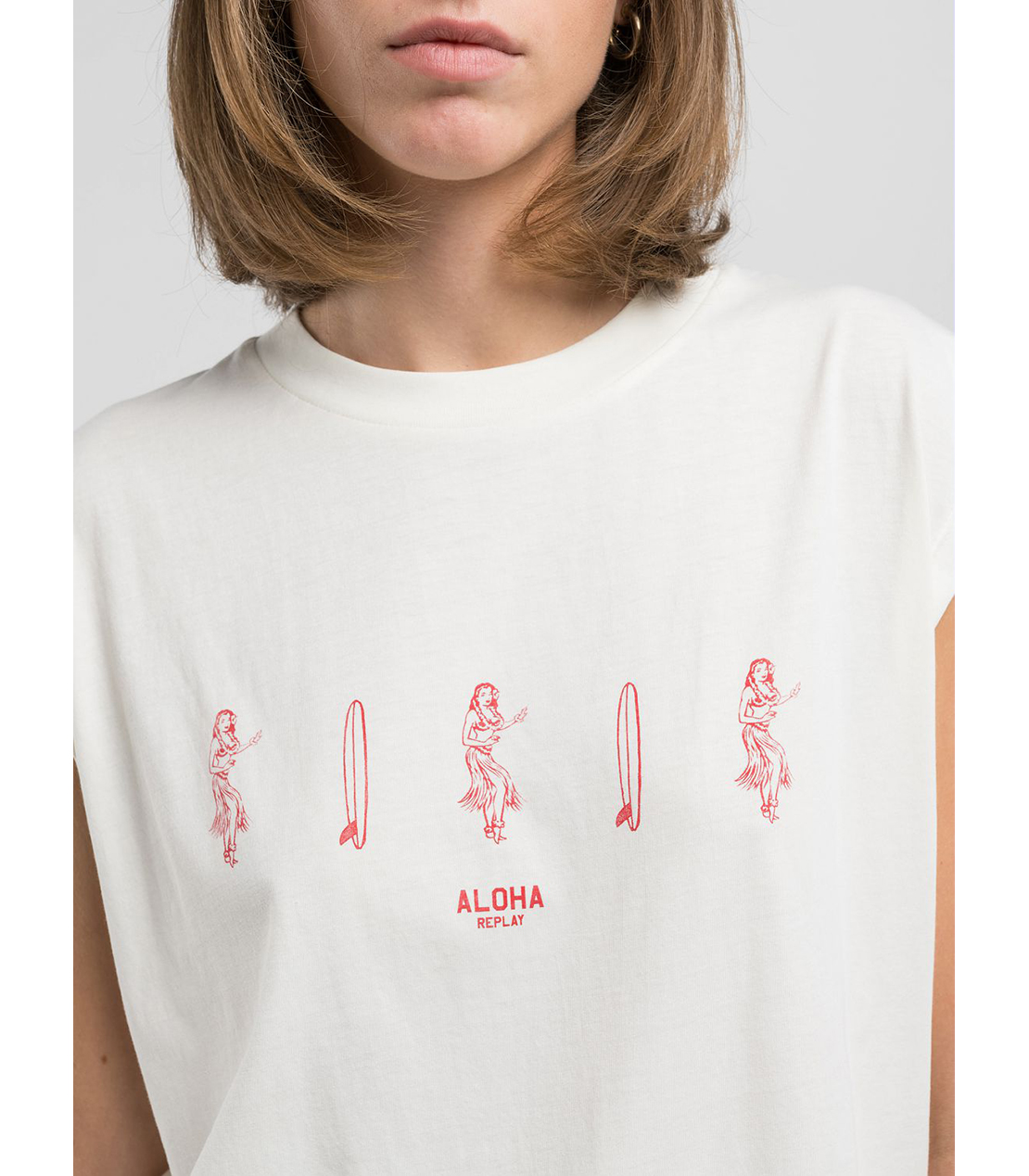 ボーイフィットコットンジャージーALOHAプリントTシャツ 詳細画像 バターホワイト 5